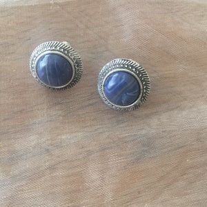 Silver and blue earring